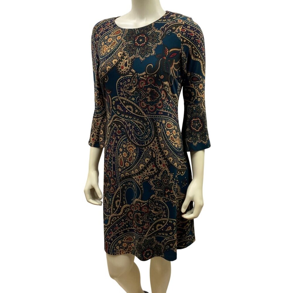 TOMMY HILFIGER $99 Paisley‎ Print Bell Sleeve Knee-Length Dress Womens 6 NWT